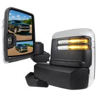 Spec'D Tuning Products - Spec-D 2019-2022 Chevrolet Silverado 1500 Power Adjustable, Heated, & Manual Extendable Chrome Towing Mirrors w/ Clear Lens LED Turn Signal & Clearance Lights - Image 1