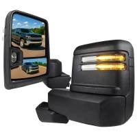 Spec'D Tuning Products - Spec-D 2019-2022 Chevrolet Silverado 1500 Power Adjustable, Heated, and Manual Extendable Black Towing Mirrors with Smoke Lens LED Turn Signal & Clearance Lights - Image 1