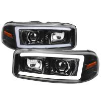 Spec'D Tuning Products - Spec-D 2000-2006 GMC Sierra/Denali/Yukon LED Strip Projector Headlights (Glossy Black Housing/Clear Lens) - Image 1