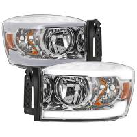 Spec'D Tuning Products - Spec-D 2006-2008 Dodge Ram 1500/ 2006-2009 Ram 2500 3500 LED Tube Factory Style Headlights with Amber Reflector (Chrome Housing/Clear Lens) - Image 1