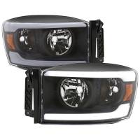 Spec'D Tuning Products - Spec-D 2006-2008 Dodge Ram 1500/ 2006-2009 Ram 2500 3500 LED Tube Factory Style Headlights with Amber Reflector (Matte Black Housing/Clear Lens) - Image 1