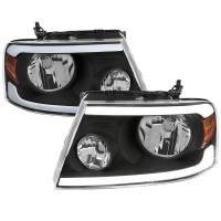 Spec'D Tuning Products - Spec-D 2004-2008 Ford F-150/ 2006-2008 Lincoln Mark LT LED Strip Factory Style Headlights (Matte Black Housing/Clear Lens) - Image 1