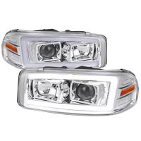 Spec'D Tuning Products - Spec-D 2000-2006 GMC Sierra/Denali/Yukon LED Strip Projector Headlights (Chrome Housing/Clear Lens) - Image 1