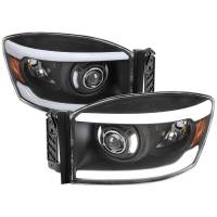 Spec'D Tuning Products - Spec-D 2006-2008 Dodge RAM 1500/ 2006-2009 Dodge RAM 2500/3500 LED Tube Projector Headlights (Matte Black Housing/Clear Lens) - Image 1