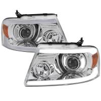 Spec'D Tuning Products - Spec-D 2004-2008 Ford F-150/ 2006-2008 Lincoln Mark LT Projector Style Headlights w/ LED Bar (Chrome Housing/Clear Lens) - Image 1