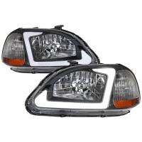 Spec'D Tuning Products - Spec-D 1996-1998 Honda Civic Coupe/Sedan LED Bar Factory Style Headlights (Matte Black Housing/Clear Lens) - Image 1