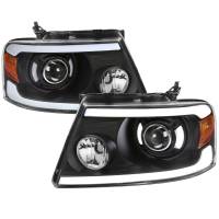 Spec'D Tuning Products - Spec-D 2004-2008 Ford F-150/ 2006-2008 Lincoln Mark LT LED Tube Projector Headlights (Matte Black Housing/Clear Lens) - Image 1