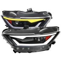 Spec'D Tuning Products - Spec-D 2015-2017 Ford Mustang/2018-2020 Mustang Shelby HID/Xenon Switchback Sequential LED Turn Signal Projector Headlights (Matte Black Housing/Clear Lens) - Image 1