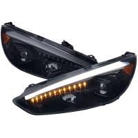 Spec'D Tuning Products - Spec-D 2015-2018 Ford Focus LED Sequential Signal Projector Headlights (Glossy Black Housing/Smoke Lens) - Image 1