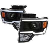 Spec'D Tuning Products - Spec-D 2009-2014 Ford F-150 LED Strip Projector Headlights (Matte Black Housing/Clear Lens) - Image 1