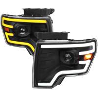 Spec'D Tuning Products - Spec-D 2009-2014 Ford F-150 Switchback Sequential LED Turn Signal Projector Headlights (Matte Black Housing/Clear Lens) - Image 1