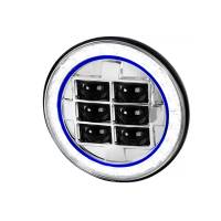 Spec'D Tuning Products - Spec-D Universal 7" Round Cree LED Blue Rim Halo Projector Headlight - 1PC (Chrome Housing/Clear Lens) - Image 1