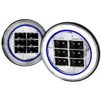 Spec'D Tuning Products - Spec-D Universal 7" Round Cree LED Blue Rim Halo Projector Headlights - 2PC (Chrome Housing/Clear Lens) - Image 1