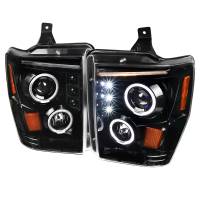 Spec'D Tuning Products - Spec-D 2008-2010 Ford F-250 F-350 F-450 SMD Dual Halo Projector Headlights (Jet Black Housing/Clear Lens) - Image 1