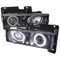 Spec'D Tuning Products - Spec-D 1988-1999 Chevrolet  C/K C10/Blazer/Tahoe/Yukon/Sierra/Silverado Dual Halo Projector Headlights (Matte Black Housing/Clear Lens) - Image 1