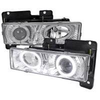 Spec'D Tuning Products - Spec-D 1988-1999 Chevrolet  C/K C10/Blazer/Tahoe/Yukon/Sierra/Silverado Dual Halo Projector Headlights (Chrome Housing/Clear Lens) - Image 1
