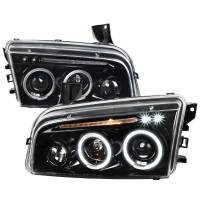 Spec'D Tuning Products - Spec-D 2005-2010 Dodge Charger Dual Halo Projector Headlights (Jet Black Housing/Clear Lens) - Image 1