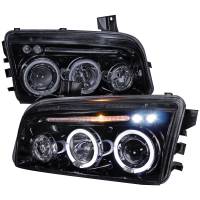 Spec'D Tuning Products - Spec-D 2005-2010 Dodge Charger Dual Halo Projector Headlights (Glossy Black Housing/Smoke Lens) - Image 1
