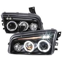 Spec'D Tuning Products - Spec-D 2005-2010 Dodge Charger Dual Halo Projector Headlights (Matte Black Housing/Clear Lens) - Image 1