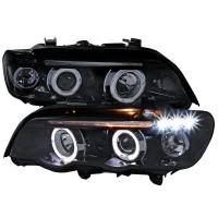 Spec'D Tuning Products - Spec-D 2001-2003 BMW E53 X5 Dual Halo Projector Headlights (Glossy Black Housing/Smoke Lens) - Image 1