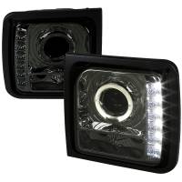 Spec'D Tuning Products - Spec-D 1997-2001 Jeep Cherokee Halo Projector Headlights w/ SMD LED Light Strip (Chrome Housing/Smoke Lens) - Image 1