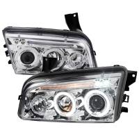 Spec'D Tuning Products - Spec-D 2005-2010 Dodge Charger Dual Halo Projector Headlights (Chrome Housing/Clear Lens) - Image 1