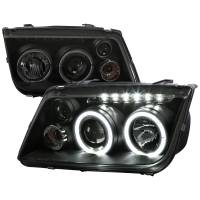 Spec'D Tuning Products - Spec-D 1999-2005 Volkswagen Jetta/Bora Mk4 Dual Halo Projector Headlights w/ LED Light Strip (Black Housing/Smoke Lens) - Image 1