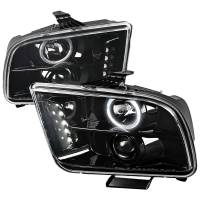 Spec'D Tuning Products - Spec-D 2005-2009 Ford Mustang  Halo Projector Headlights (Jet Black Housing/Clear Lens) - Image 1