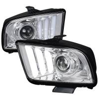 Spec'D Tuning Products - Spec-D 2005-2009 Ford Mustang LED Bar Projector Headlights (Chrome Housing/Clear Lens) - Image 1