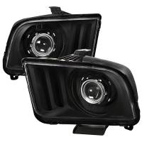 Spec'D Tuning Products - Spec-D 2005-2009 Ford Mustang H1 Projector Headlights (Matte Black Housing/Clear Lens) - Image 1