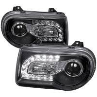Spec'D Tuning Products - Spec-D 2005-2010 Chrysler 300 Projector Headlights w/ LED Light Strip (Matte Black Housing/Clear Lens) - Image 1