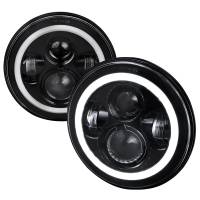 Spec'D Tuning Products - Spec-D Universal 7" Round Cree LED Halo Projector Headlights - 2PC (Matte Black Housing/Clear Lens) - Image 1