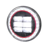 Spec'D Tuning Products - Spec-D Universal 7" Round Cree LED Red Rim Halo Projector Headlight - 1PC (Matte Black Housing/Clear Lens) - Image 1