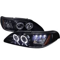 Spec'D Tuning Products - Spec-D 1994-1998 Ford Mustang Dual Halo Projector Headlights (Glossy Black Housing/Smoke Lens) - Image 1