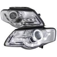 Spec'D Tuning Products - Spec-D 2006-2010 Volkswagen Passat Halo Projector Headlights w/ R8 Style LED Light Strip (Chrome Housing/Clear Lens) - Image 1
