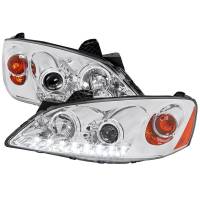 Spec'D Tuning Products - Spec-D 2005-2010 Pontiac G6 Projector Headlights w/ LED Light Strip (Chrome Housing/Clear Lens) - Image 1