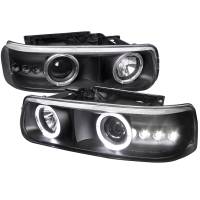 Spec'D Tuning Products - Spec-D 1999-2002 Chevrolet Silverado/ 2000-2006 Tahoe Suburban Dual Halo Projector Headlights (Matte Black Housing/Clear Lens) - Image 1