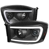 Spec'D Tuning Products - Spec-D 2006-2008 Dodge RAM 1500/ 2006-2009 2500 3500 Switchback LED C-Bar Projector Headlights (Matte Black Housing/Clear Lens) - Image 1