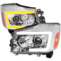 Spec'D Tuning Products - Spec-D 2004-2015 Nissan Titan / 2004-2007 Armada LED C-Bar Projector Headlights w/ Switchback Sequential Turn Signals (Chrome Housing/Clear Lens) - Image 1
