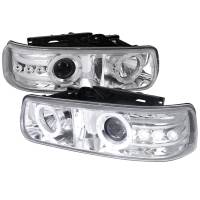 Spec'D Tuning Products - Spec-D 1999-2002 Chevrolet Silverado/ 2000-2006 Tahoe Suburban Dual Halo Projector Headlights (Chrome Housing/Clear Lens) - Image 1