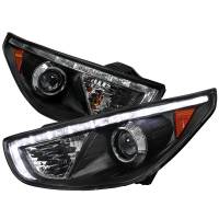 Spec'D Tuning Products - Spec-D 2010-2013 Hyundai Tucson Projector Headlights w/ LED Light Strip (Matte Black Housing/Clear Lens) - Image 1