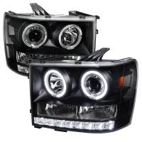 Spec'D Tuning Products - Spec-D 2007-2014 GMC Sierra SMD Dual Halo Projector Headlights (Matte Black Housing/Clear Lens) - Image 1
