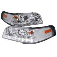 Spec'D Tuning Products - Spec-D 1998-2011 Ford Crown Victoria Projector Headlights w/ LED Light Strip (Chrome Housing/Clear Lens) - Image 1