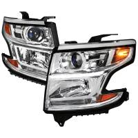 Spec'D Tuning Products - Spec-D 2015-2020 Chevrolet Tahoe Suburban/ 2016-2019 Suburban 3500HD Projector Headlights w/ LED Light Strip (Chrome Housing/Clear Lens) - Image 1
