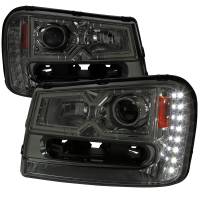 Spec'D Tuning Products - Spec-D 2002-2009 Chevrolet Trailblazer Projector Headlights w/ LED Light Strip (Chrome Housing/Smoke Lens) - Image 1