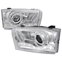 Spec'D Tuning Products - Spec-D 1999-2004 Ford F-250/F-350/F-450/F-550/Excursion Projector Headlights w/ SMD LED Light Strip (Chrome Housing/Clear Lens) - Image 1
