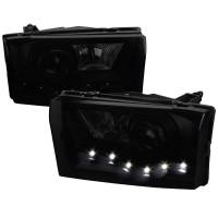 Spec'D Tuning Products - Spec-D 1999-2004 Ford F-250/F-350/F-450/F-550/Excursion Projector Headlights w/ SMD LED Light Strip (Black Housing/Smoke Lens) - Image 1