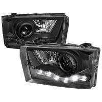 Spec'D Tuning Products - Spec-D 1999-2004 Ford F-250/F-350/F-450/F-550/Excursion Projector Headlights w/ SMD LED Light Strip (Matte Black Housing/Clear Lens) - Image 1
