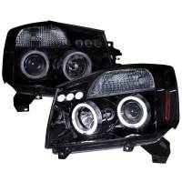 Spec'D Tuning Products - Spec-D 2004-2015 Nissan Titan/ 2004-2007 Armada Dual Halo Projector Headlights (Glossy Black Housing/Smoke Lens) - Image 1