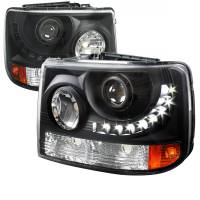 Spec'D Tuning Products - Spec-D 1999-2002 Chevrolet Silverado 1500 2500/ 2000-2006 Tahoe Suburban 1PC Projector Headlights w/ LED Light Strip & Bumper Lights (Matte Black Housing/Clear Lens) - Image 1